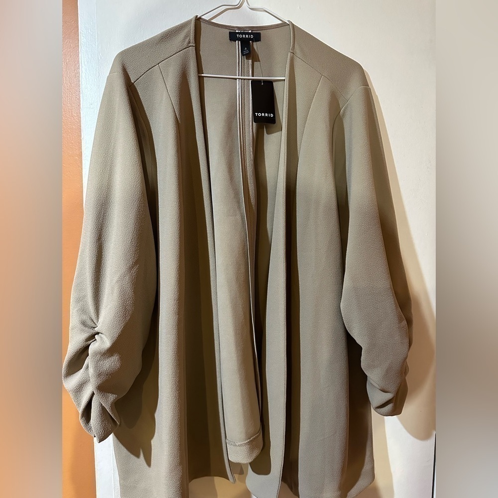 Torrid Drape Front Jacket Taupe Size 4 NWT